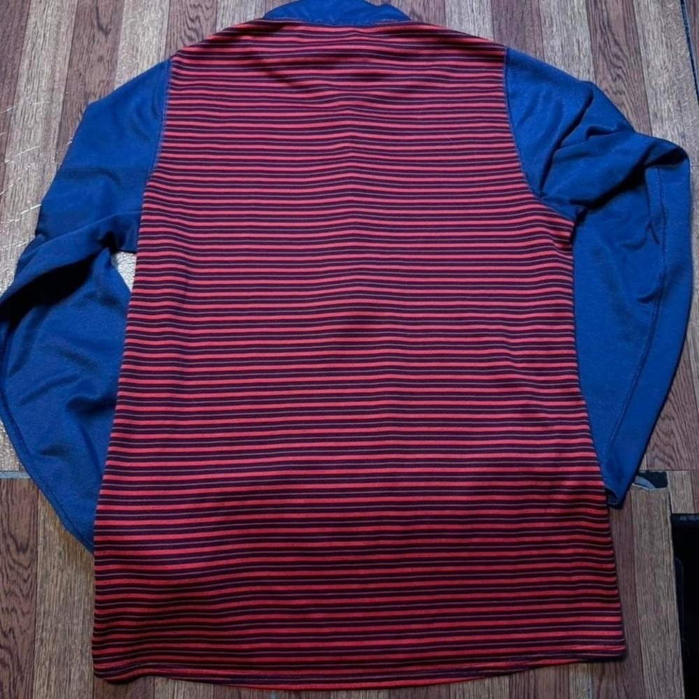 Patagonia Blue Red Striped Capilene 3 Midweight Quarter Zip Running Jacket Small - Picture 2 of 5